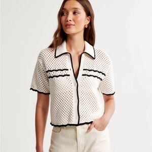Abercrombie & Fitch crochet style button up polo